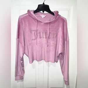 Juicy Couture cropped Pink Hoodie Top with bling design. Size M. GUC